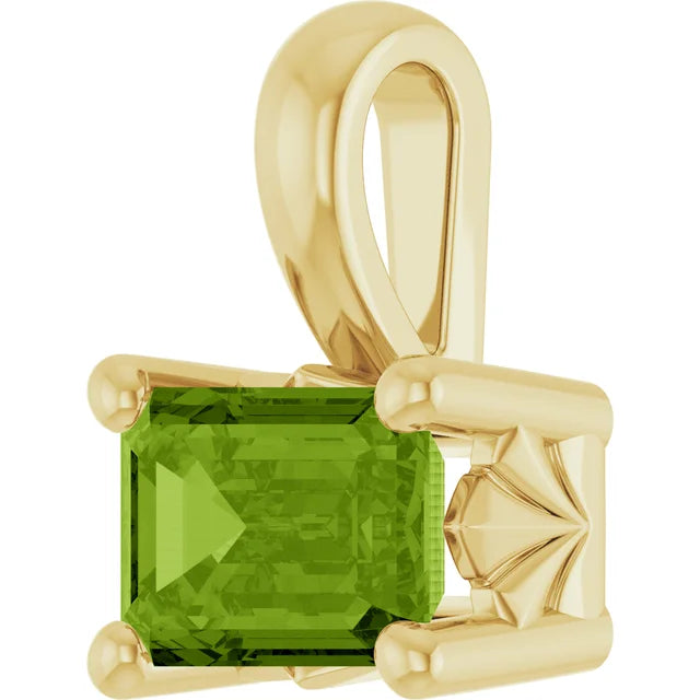 6 x 4 mm Natural Peridot Pendant in 14K Yellow Gold