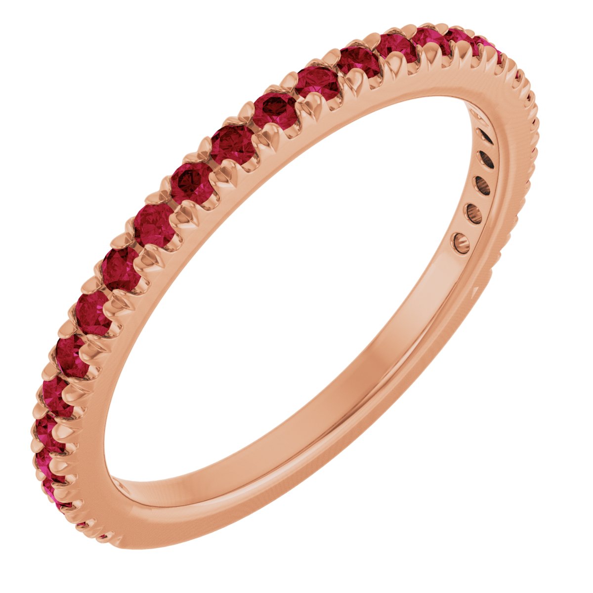 14K Rose Gold 1.5 mm Lab-Grown Ruby French-Set Anniversary Band