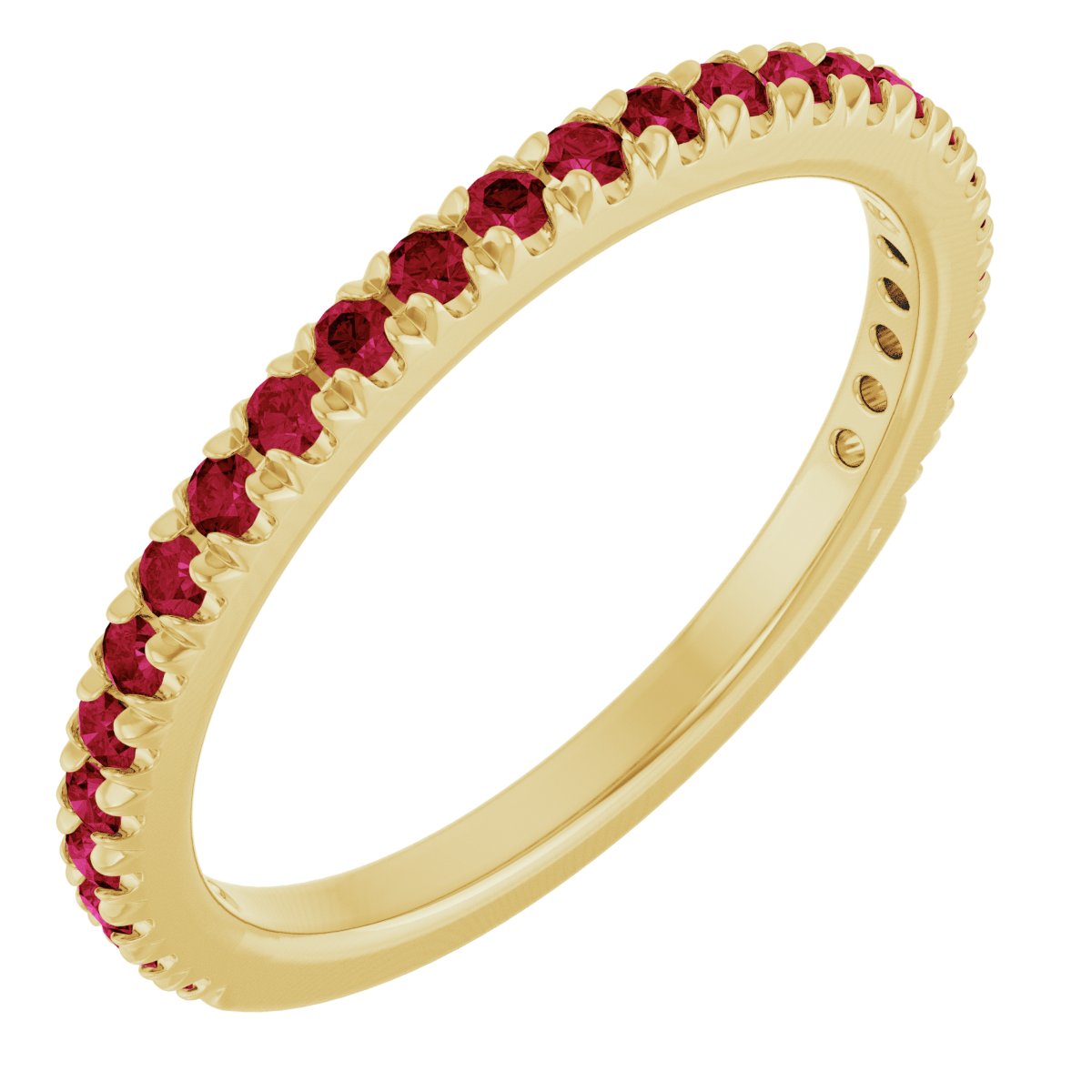 14K Yellow Gold 1.5 mm Lab-Grown Ruby French-Set Anniversary Band