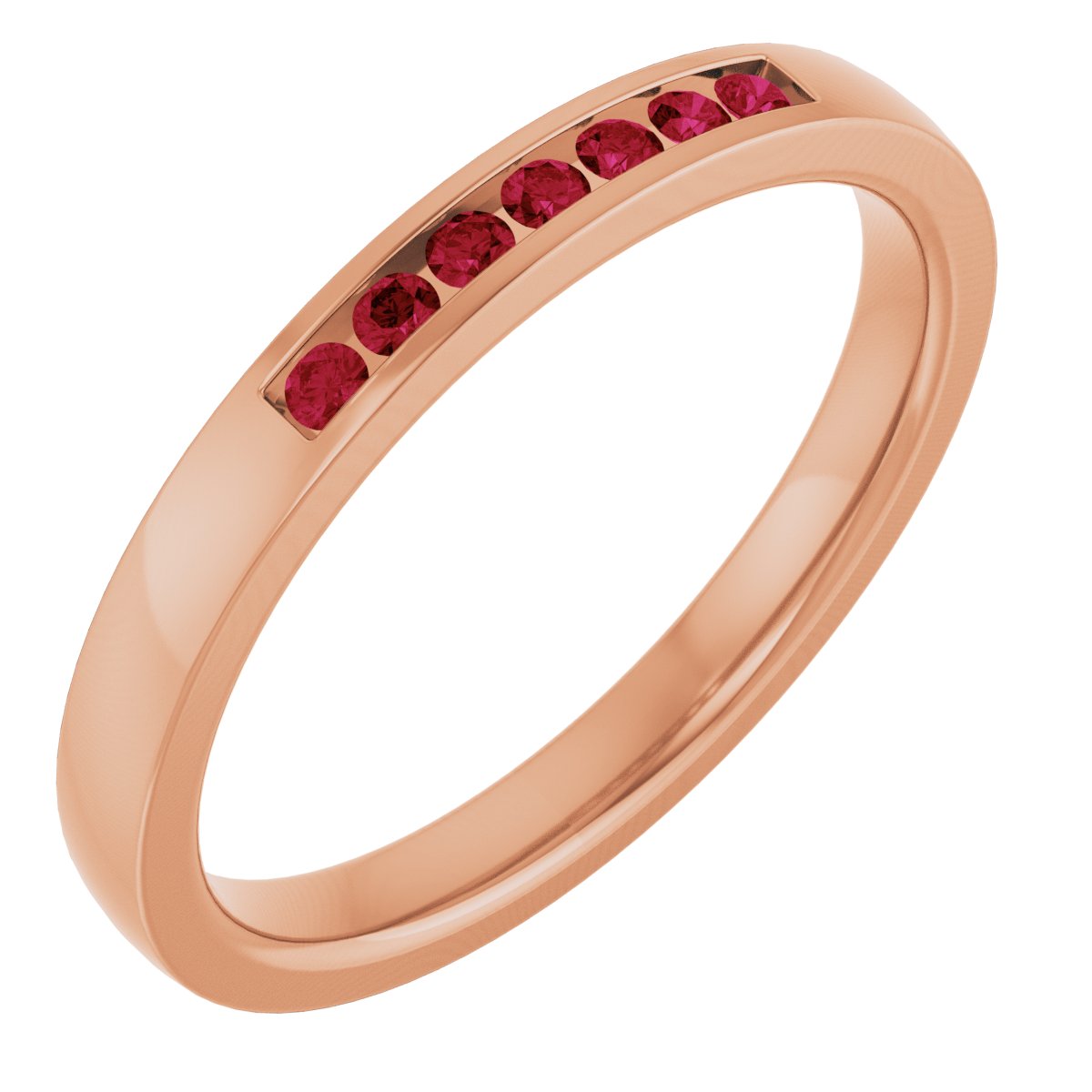 14K Rose Gold 1.5 mm Natural Ruby Anniversary Band
