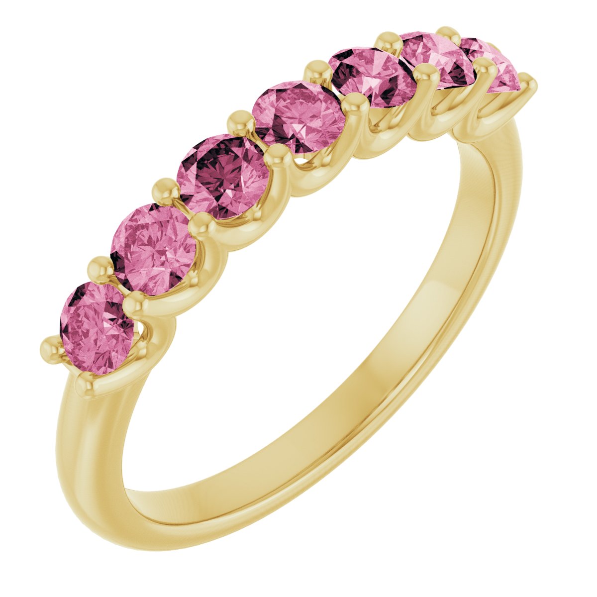 14K Yellow Gold 3 mm Natural Pink Tourmaline Anniversary Band