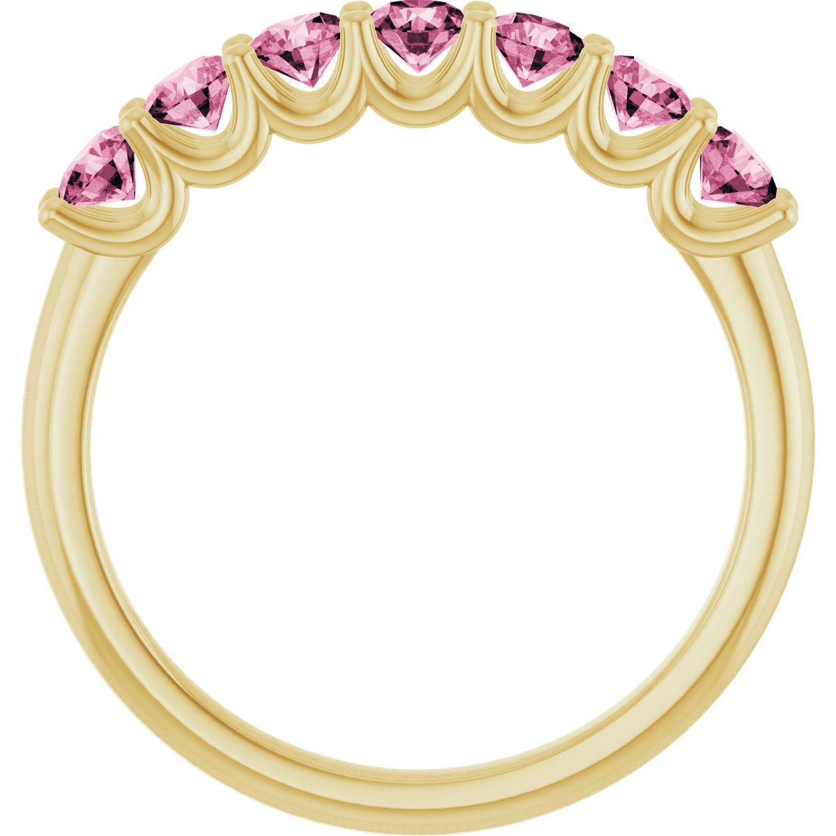 14K Yellow Gold 3 mm Natural Pink Tourmaline Anniversary Band