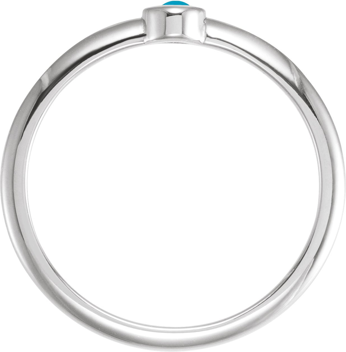 Sterling Silver Cabochon Natural Turquoise Stackable Ring