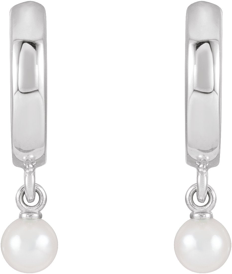 Sterling Silver Cultured Seed Pearl Hoop Earrings