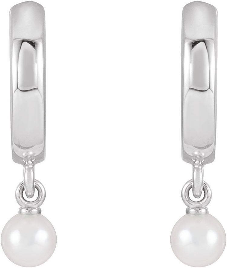 Sterling Silver Cultured Seed Pearl Hoop Earrings