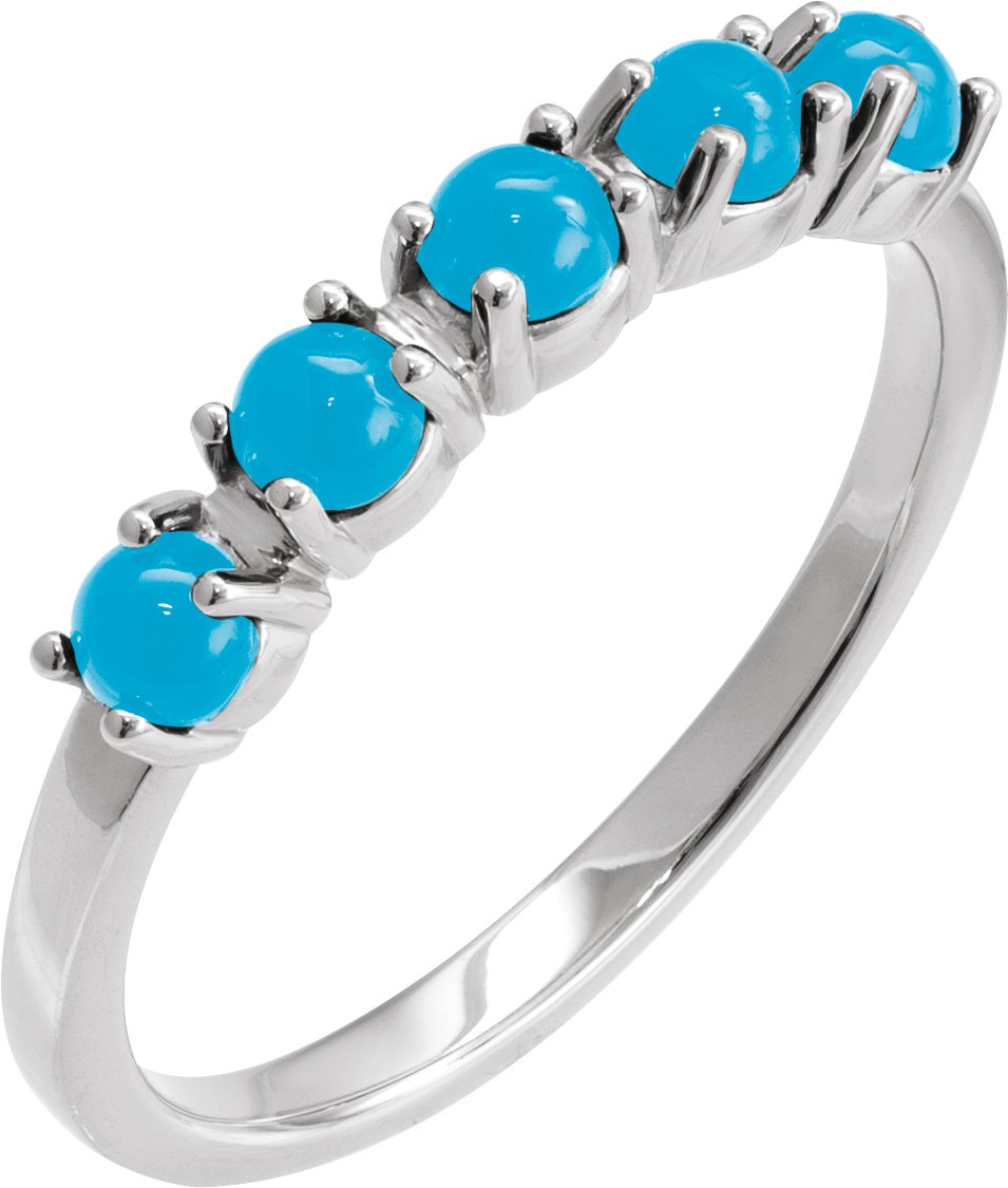 Sterling Silver Natural Turquoise Cabochon Stackable Ring