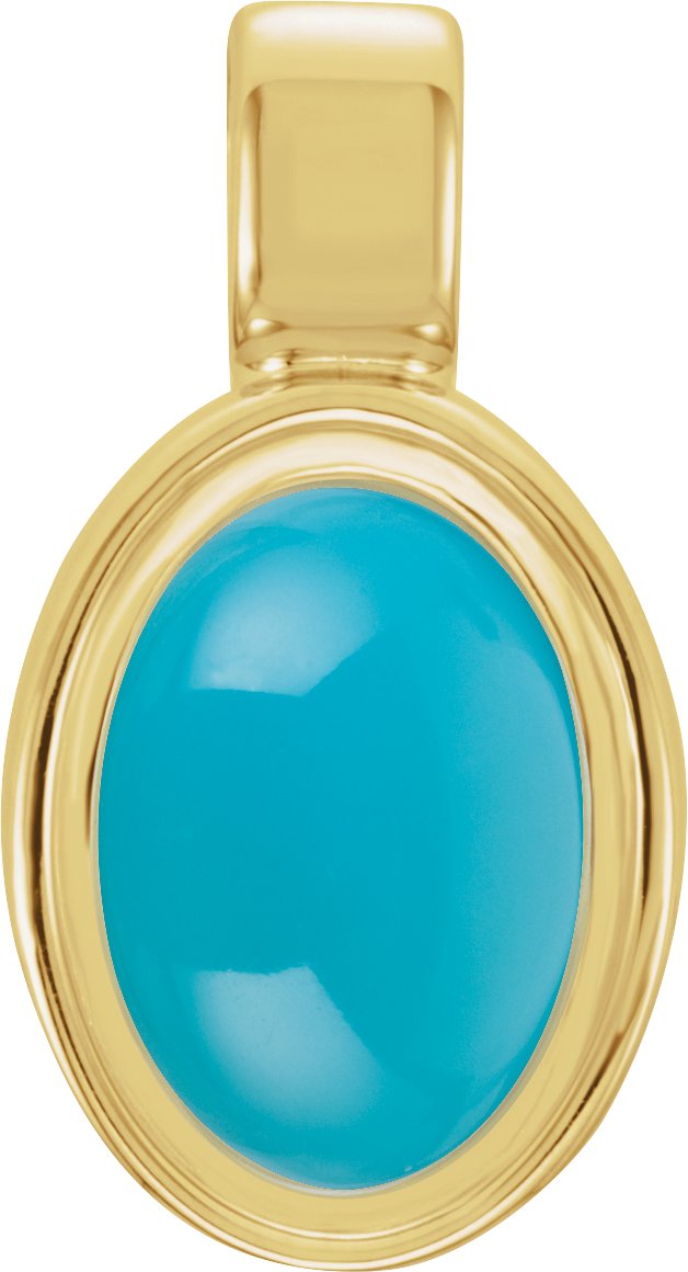14K Yellow Gold Natural Turquoise Charm/Pendant