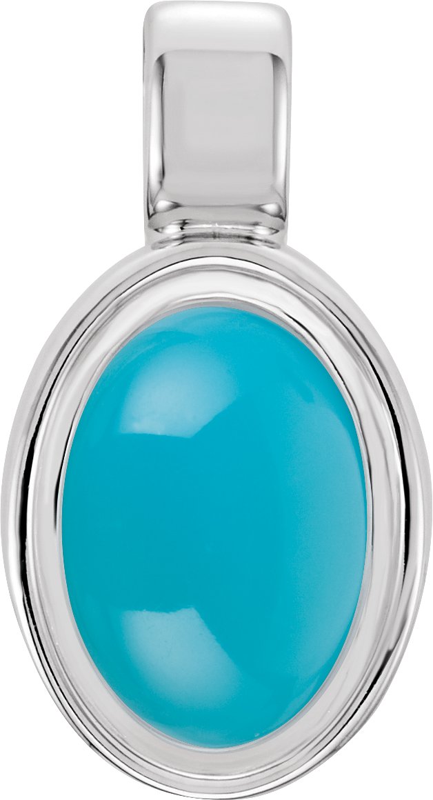 14K White Gold Natural Turquoise Charm/Pendant