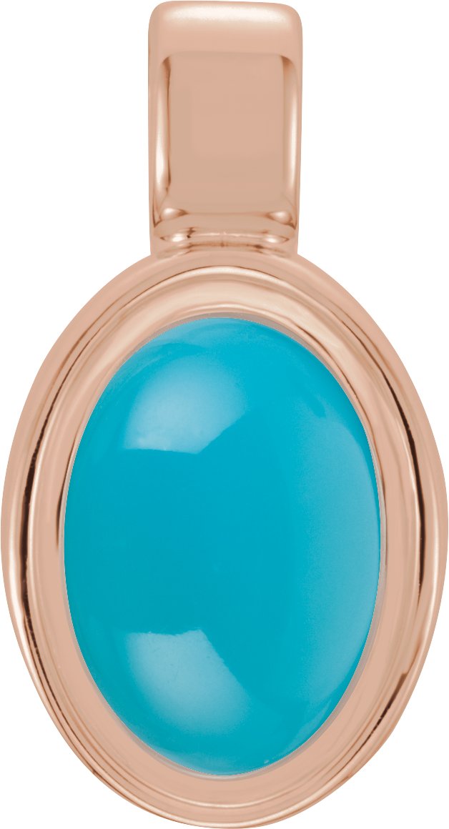 14K Rose Gold Natural Turquoise Charm/Pendant