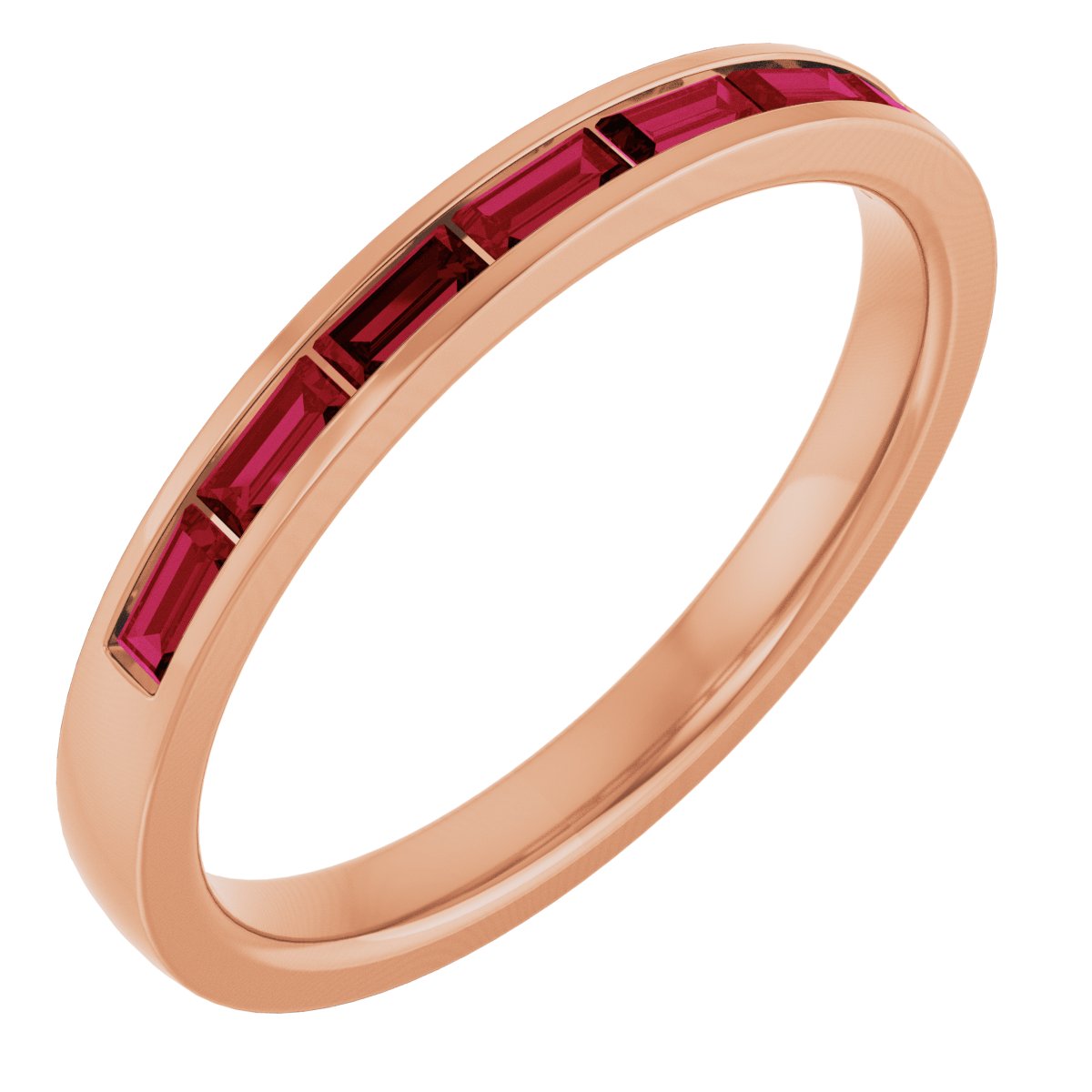 14K Rose Gold 3 X 1.5 mm Lab-Grown Ruby Anniversary Band