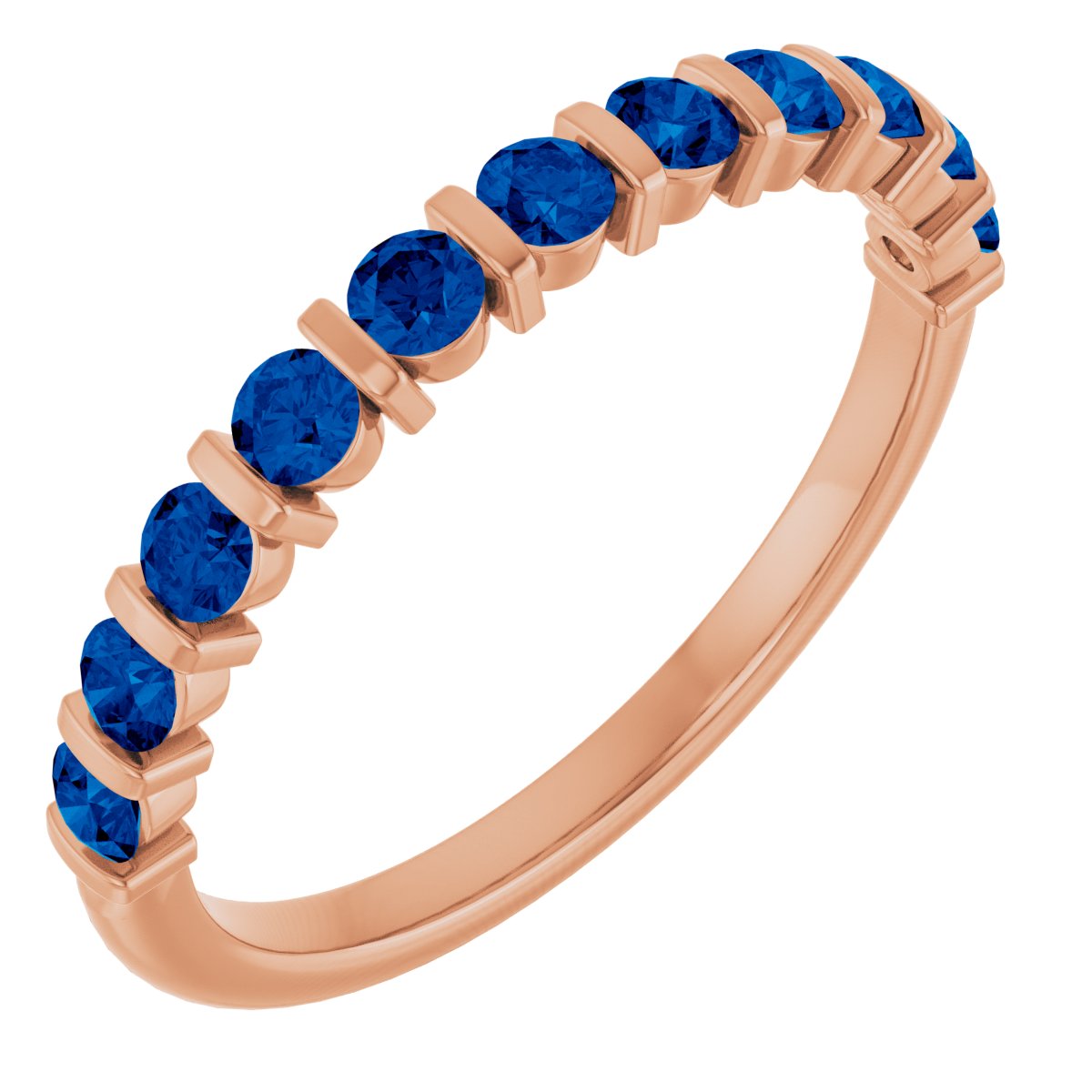 14K Rose Gold 2.25 mm Lab-Grown Sapphire Anniversary Band