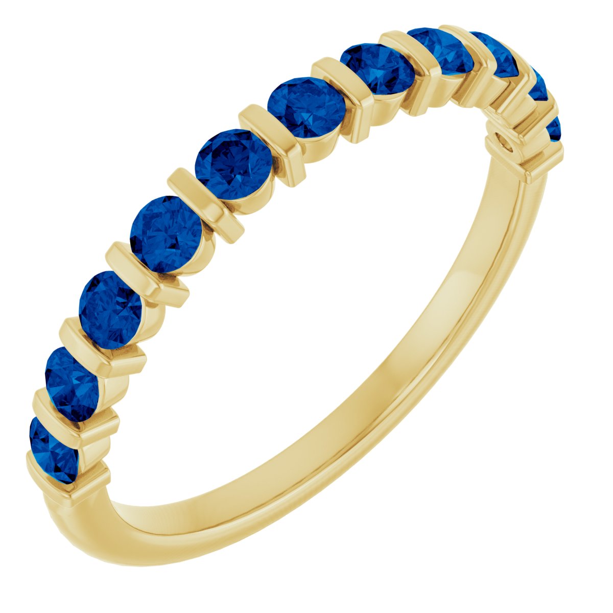 14K Yellow Gold 2.25 mm Lab-Grown Sapphire Anniversary Band