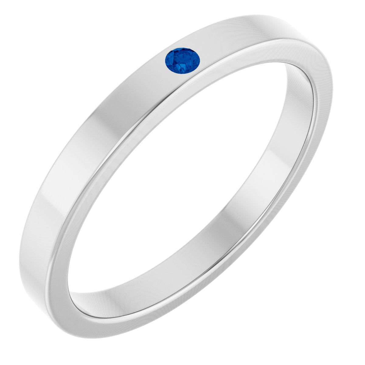 Sterling Silver Lab-Grown Blue Sapphire Family Stackable Ring