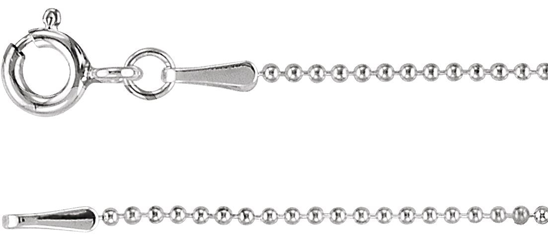 Sterling Silver 1 mm Hollow Bead 7" Chain