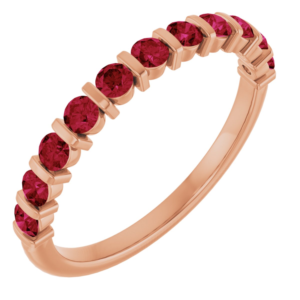 14K Rose Gold 2.25 mm Lab-Grown Ruby Anniversary Band