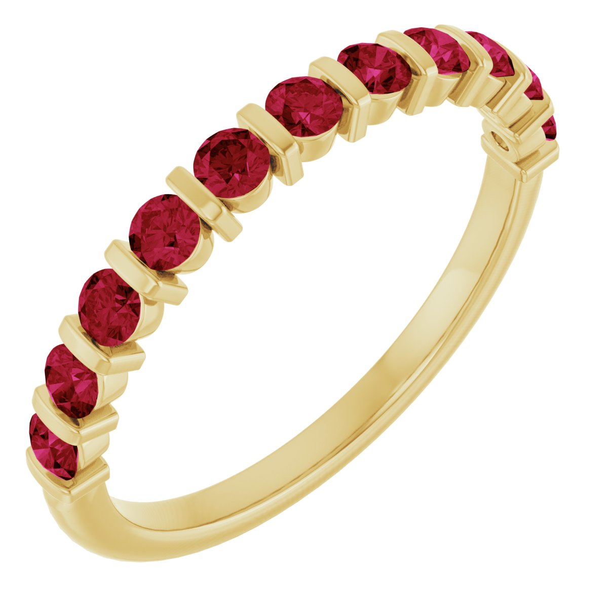 14K Yellow Gold 2.25 mm Lab-Grown Ruby Anniversary Band