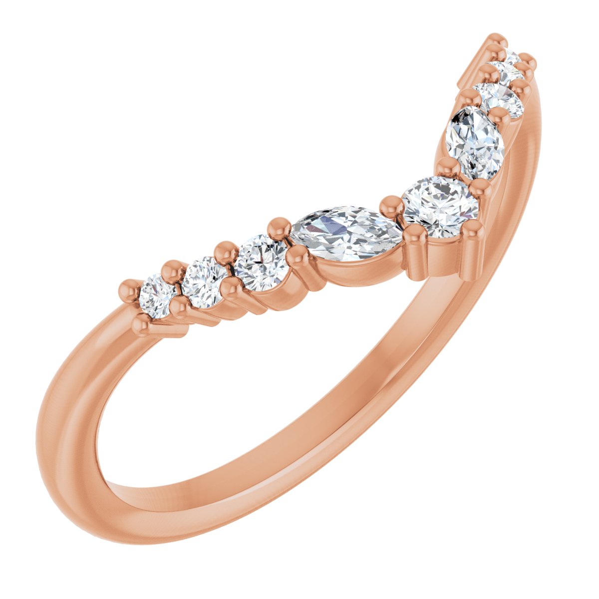 14K Rose Gold 1/5 CTW Lab-Grown Diamond Contour Band