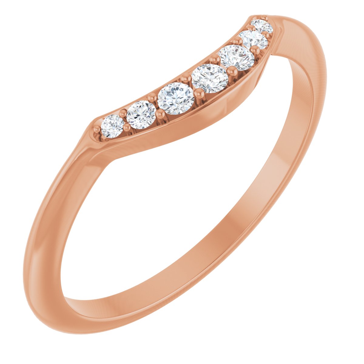 14K Rose Gold 1/8 CTW Lab Grown Diamond Contour Band