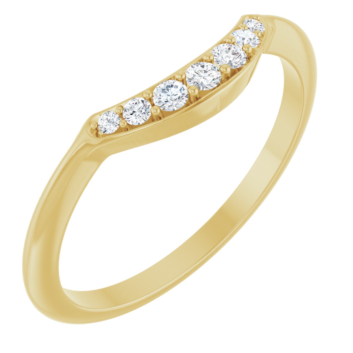 14K Yellow Gold 1/8 CTW Lab Grown Diamond Contour Band