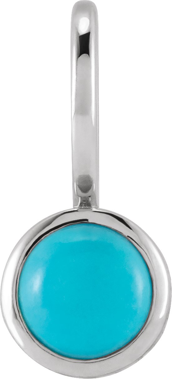 14K White Gold Natural Turquoise Charm/Pendant