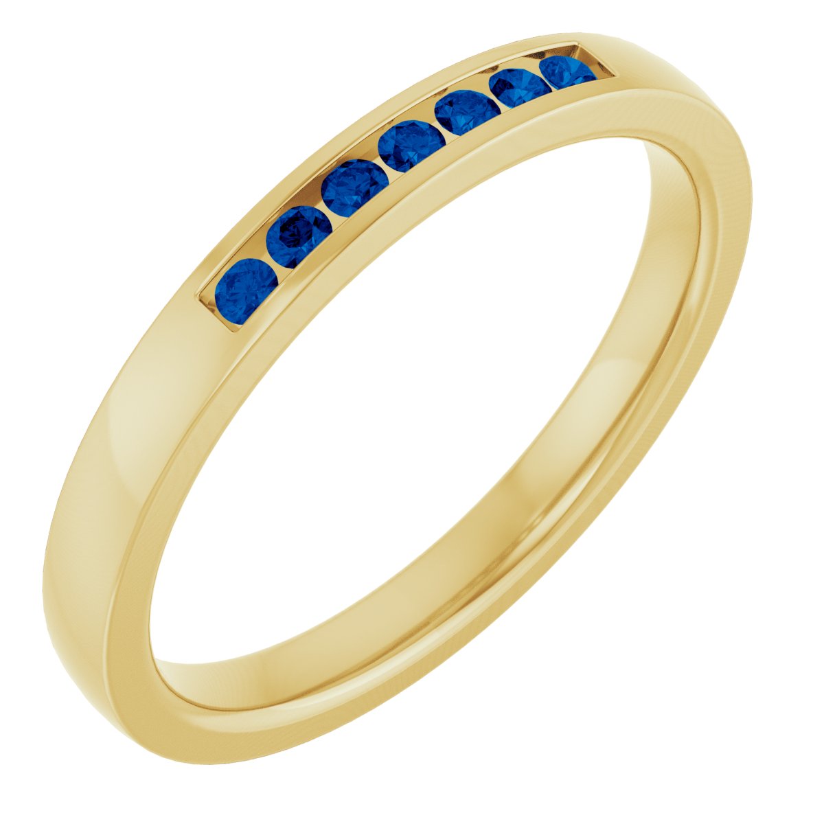 14K Yellow Gold 1.5 mm Natural Sapphire Anniversary Band