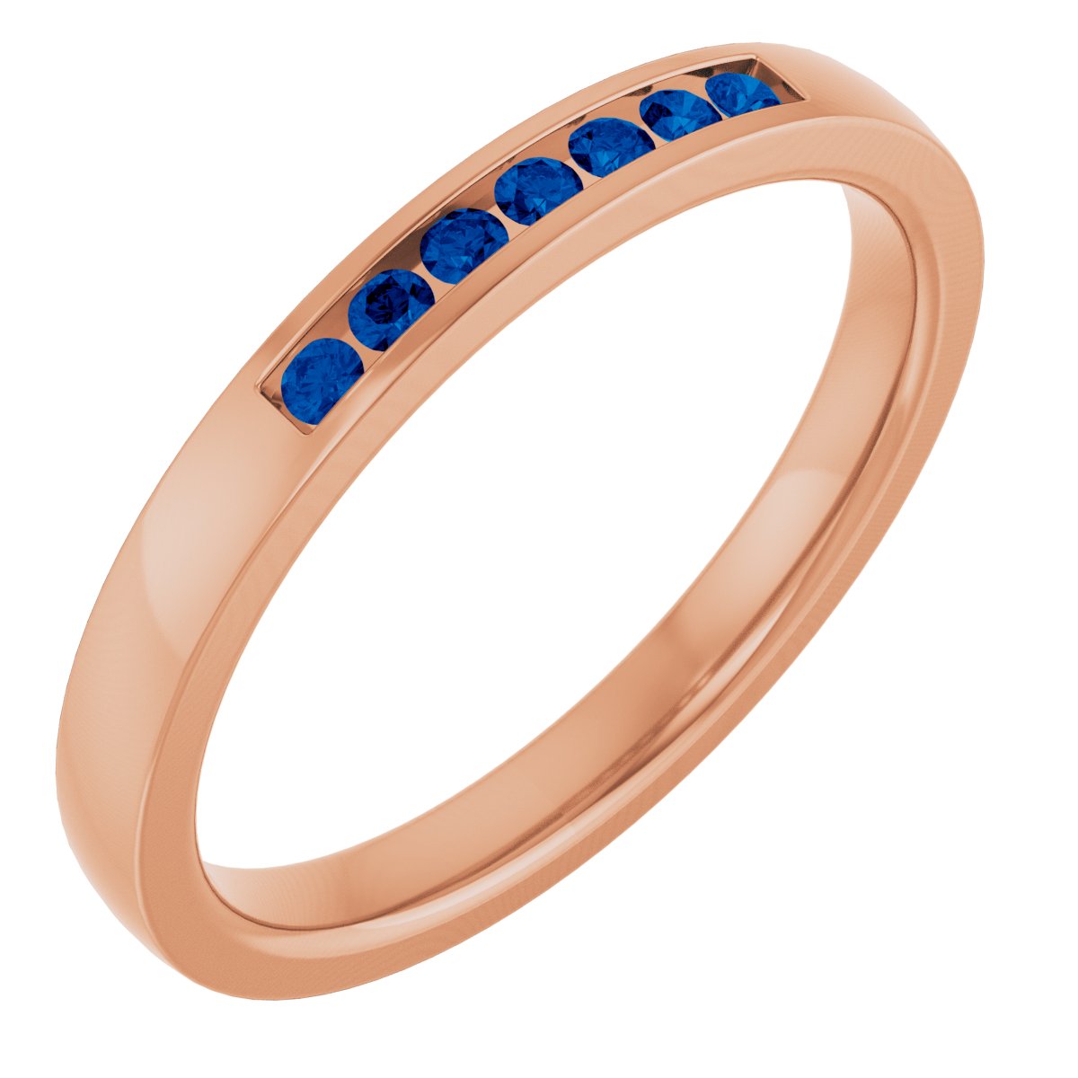 14K Rose Gold 1.5 mm Natural Sapphire Anniversary Band
