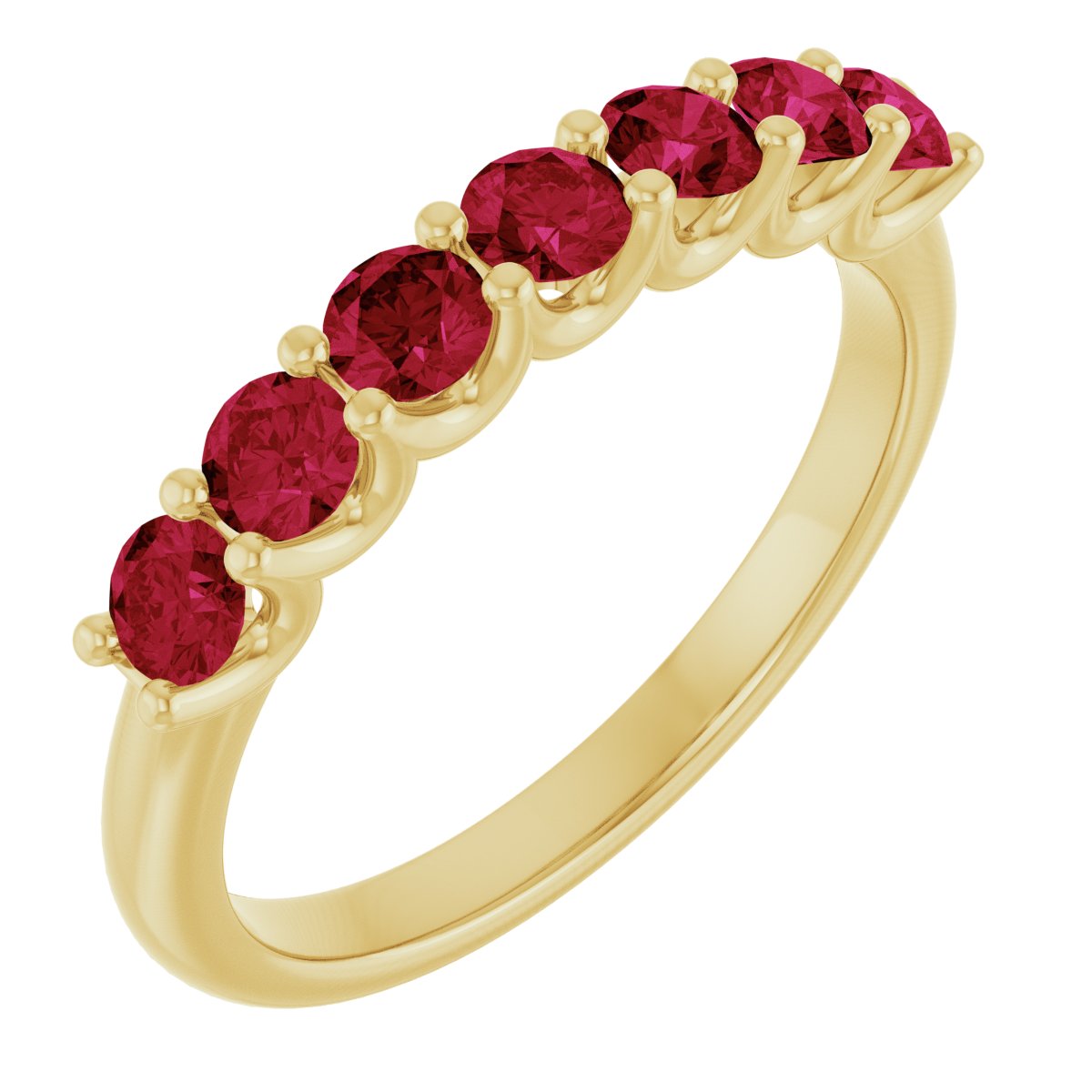 14K Yellow Gold 3 mm Natural Ruby Anniversary Band