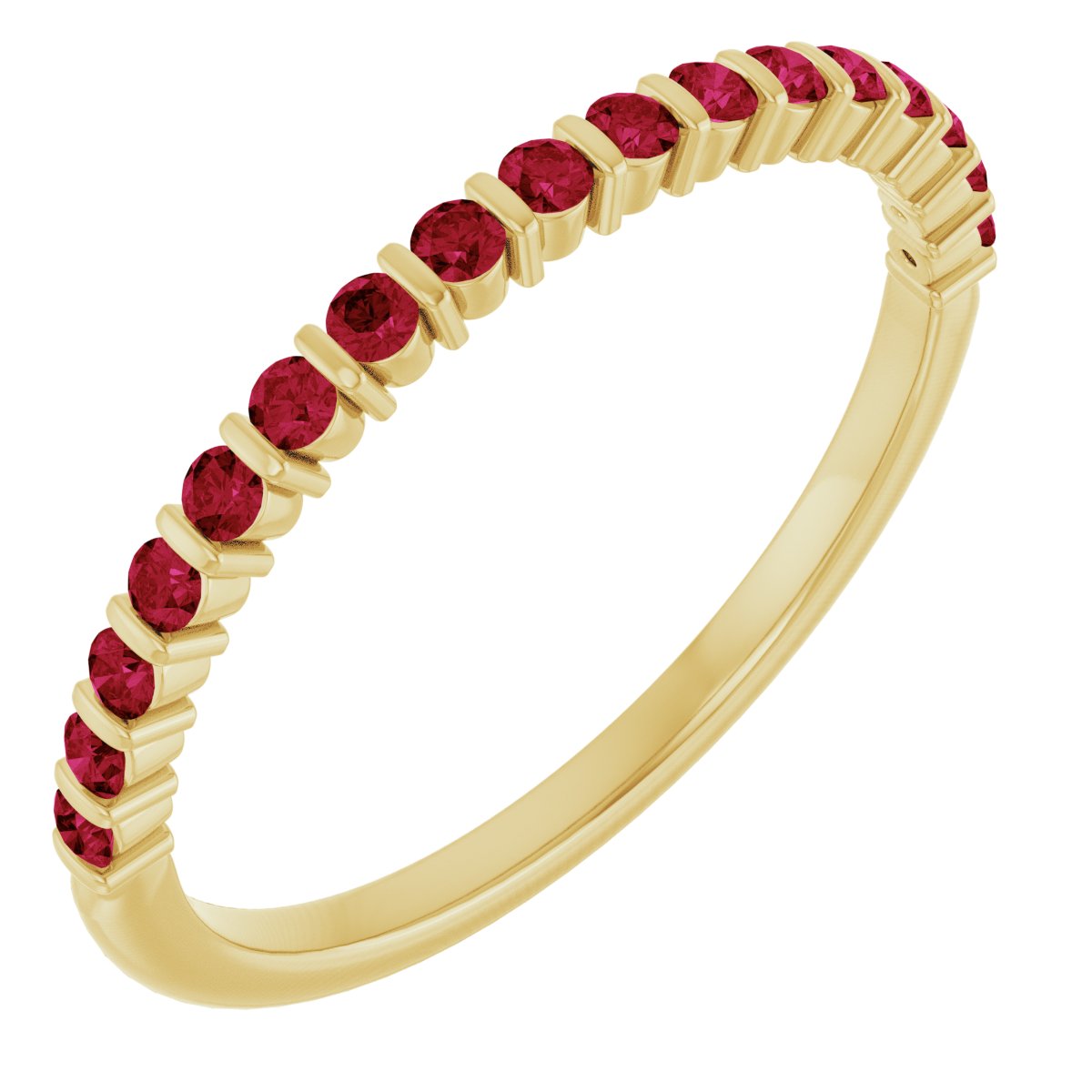 14K Yellow Gold 1.5 mm Natural Ruby Anniversary Band
