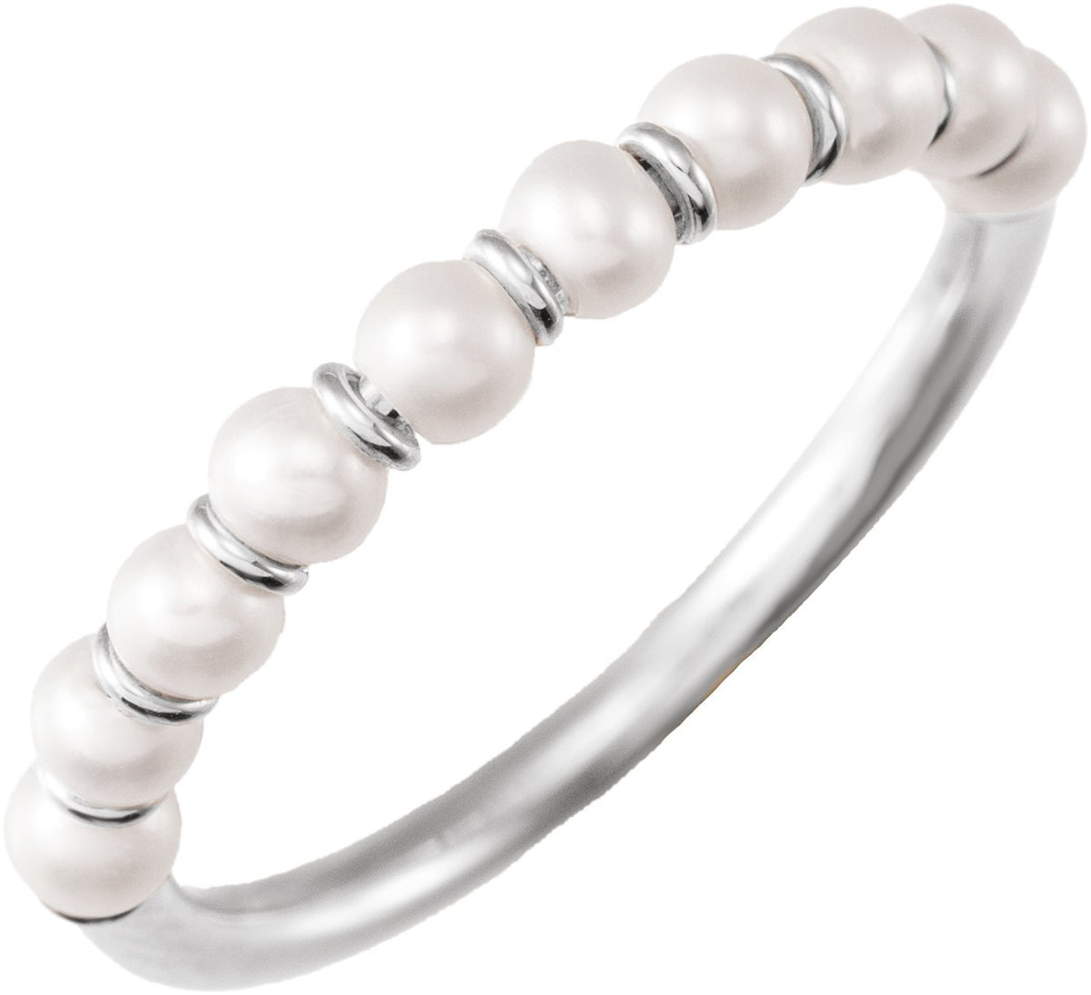 Sterling Silver Cultured White Freshwater Pearl Ring
