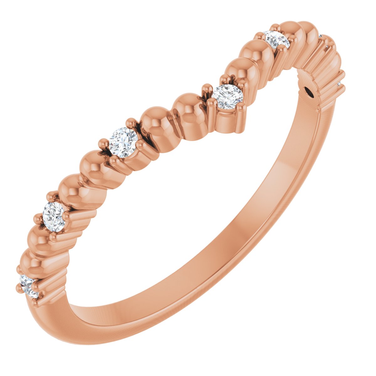 14K Rose Gold 1/10 CTW Lab-Grown Diamond Contour Band