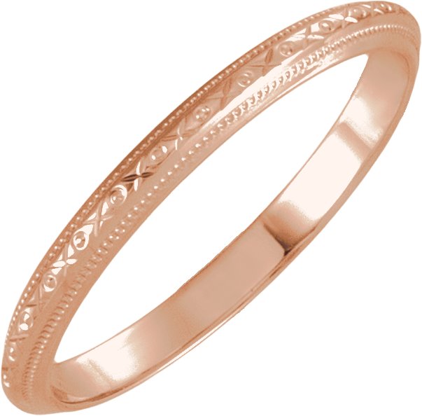 14K Rose Gold 2 mm Milgrain Geometric Band