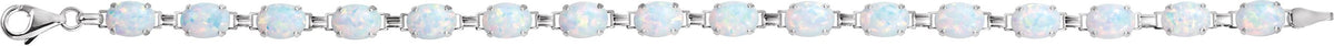 14K White Gold Lab-Grown White Opal Line 7" Bracelet