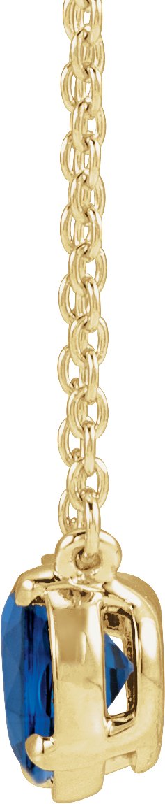 10K Yellow Gold Lab-Grown Blue Sapphire Claw-Prong Bezel-Style 18" Necklace