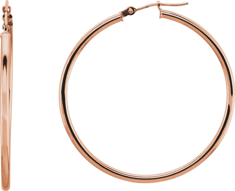 14K Rose Gold Tube 40 mm Hoop Earrings
