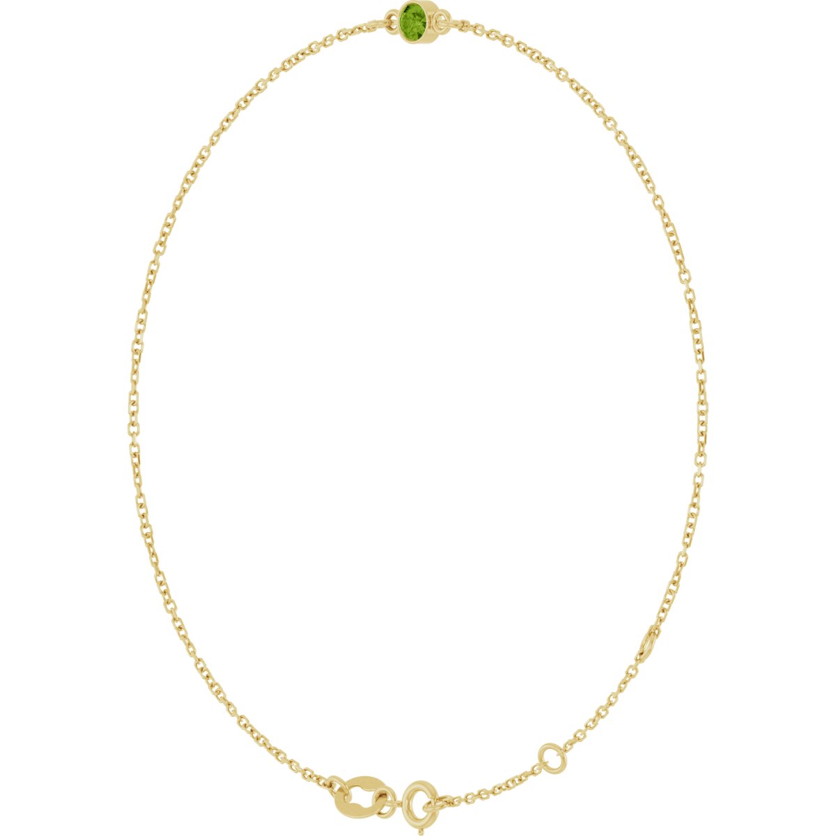 14K Yellow Gold Natural Peridot Bezel-Set Solitaire 6 1/2-7 1/2" Bracelet