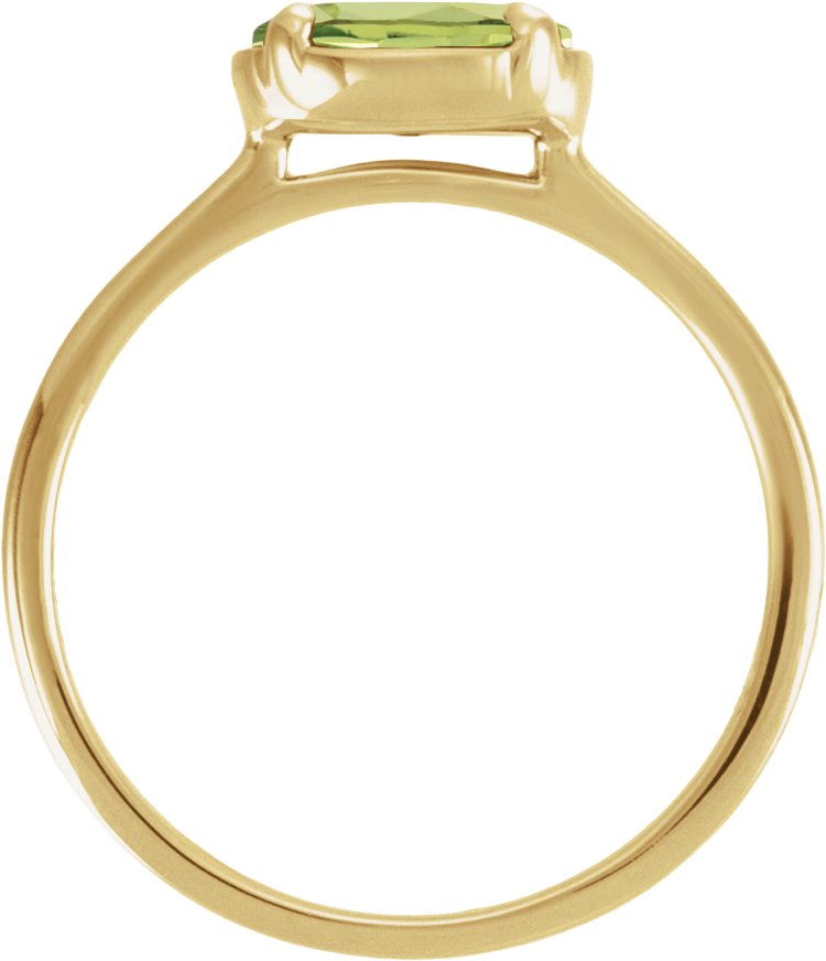10K Yellow Gold Natural Peridot Claw-Prong Bezel-Style Ring