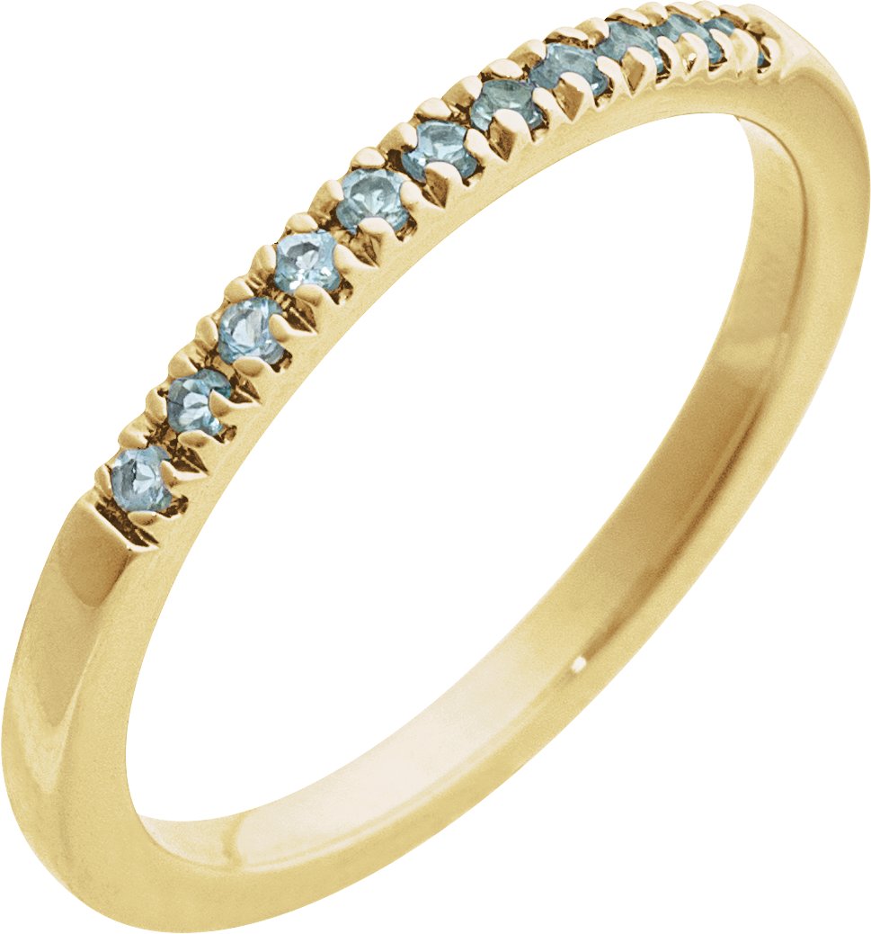 14K Yellow Gold Vermeil Natural Aquamarine Stackable Ring