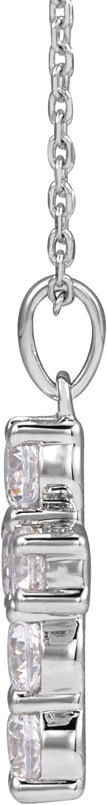 Sterling Silver 3/4 CTW Lab-Grown Diamond Cross 18" Necklace
