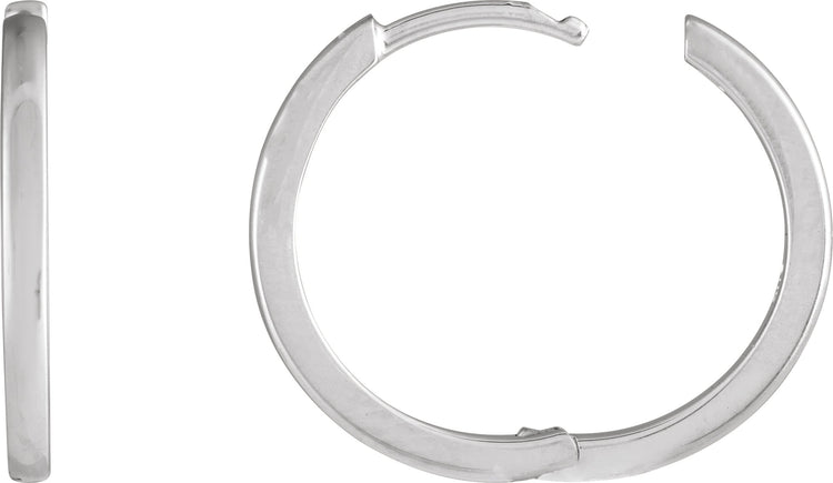 10K White Gold Hinged 18 mm Hoop Earrings