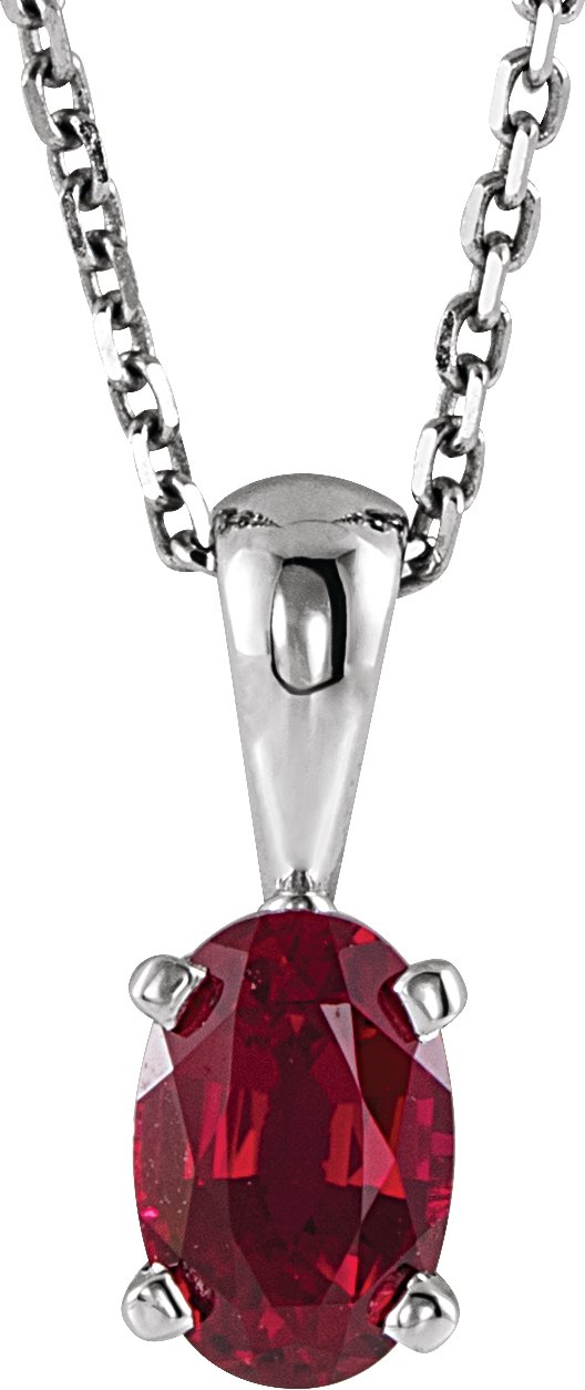 14K White Gold Natural Mozambique Garnet 16-18" Necklace