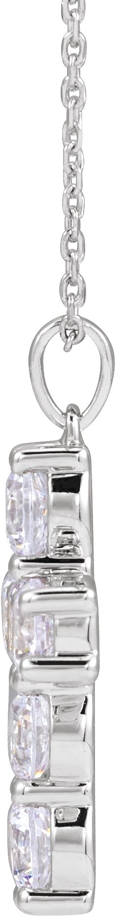 Sterling Silver 1 1/2 CTW Lab-Grown Diamond Cross 18" Necklace