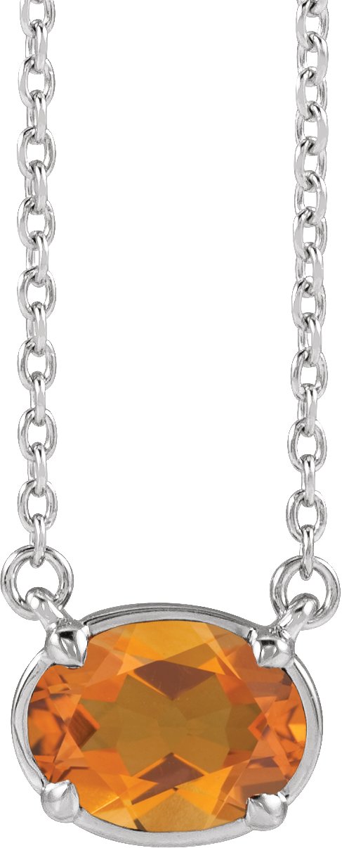 Sterling Silver Natural Citrine Claw-Prong Bezel-Style 18