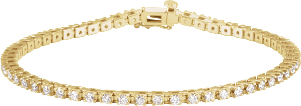 14K Yellow Gold 2 1/4 CTW Natural Diamond Line 7 1/4" Line Bracelet
