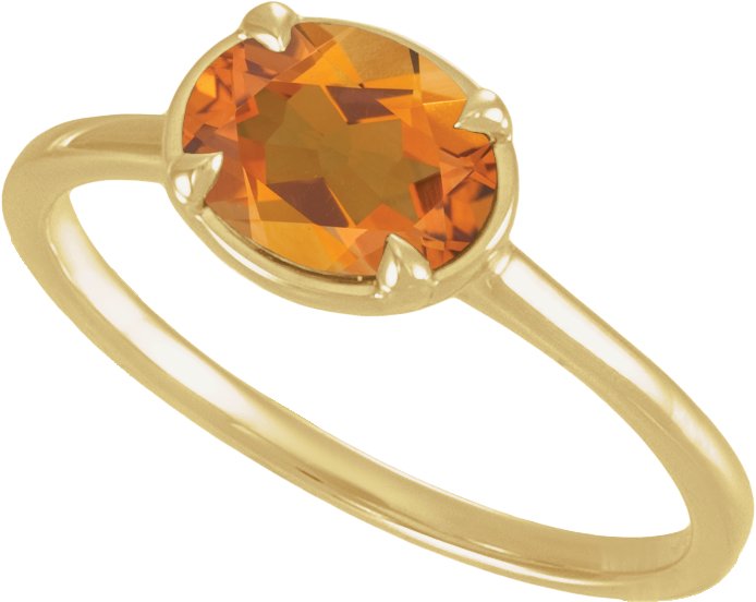 10K Yellow Gold Natural Citrine Claw-Prong Bezel-Style Ring