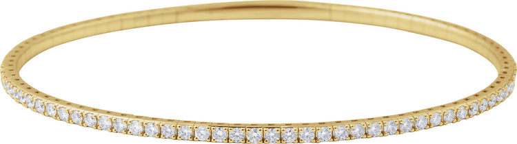 14K Yellow Gold 1 CTW Natural Diamond Flexible Bangle 7