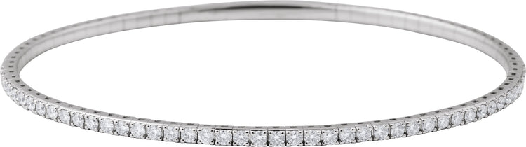 14K White Gold 1 CTW Natural Diamond Flexible Bangle 7