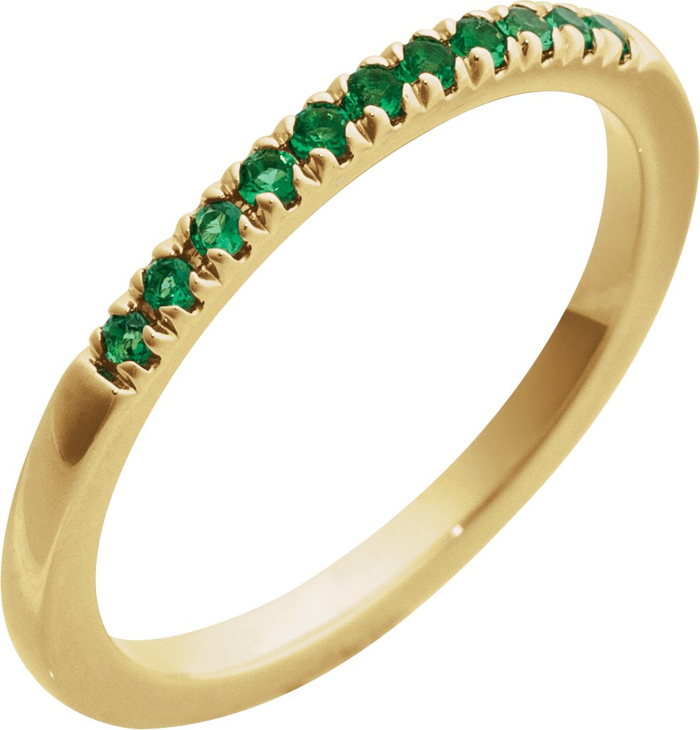 14K Yellow Gold Vermeil Lab-Grown Emerald Stackable Ring