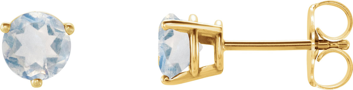14K Yellow Gold Natural Blue Sheen Moonstone Earrings