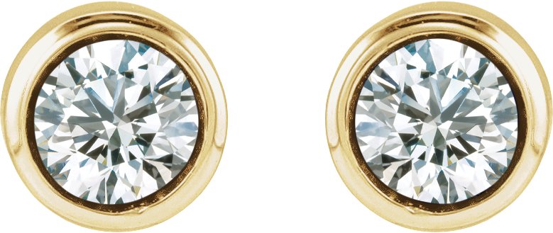 14K Yellow Gold Lab-Grown Diamond Bezel-Set Youth Earrings