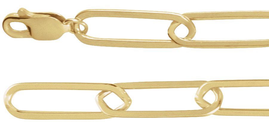 14K Yellow Gold 6.2 mm Paperclip-Style 18" Chain